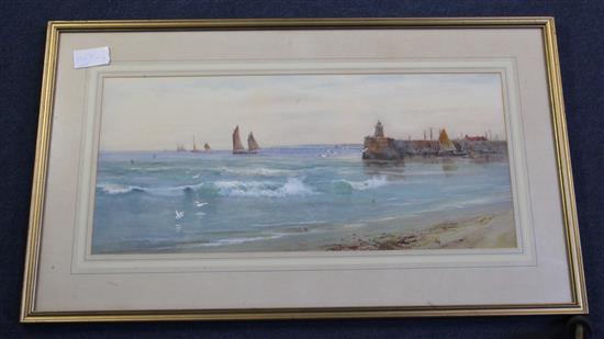 J. Valentine Fishing boats along the coast 9 x 20.5in.